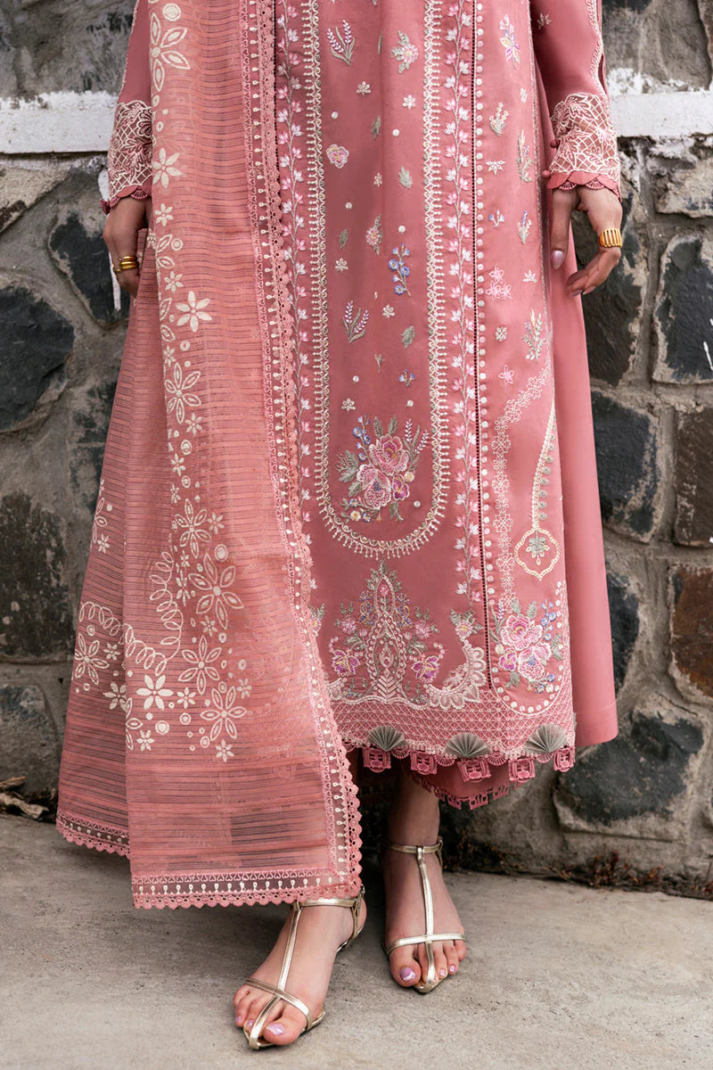 BrandsInn-3PC DHANAK EMBROIDERED SHIRT WITH COTTON NET EMBROIDERED AND EMB TROUSER-BI-4146