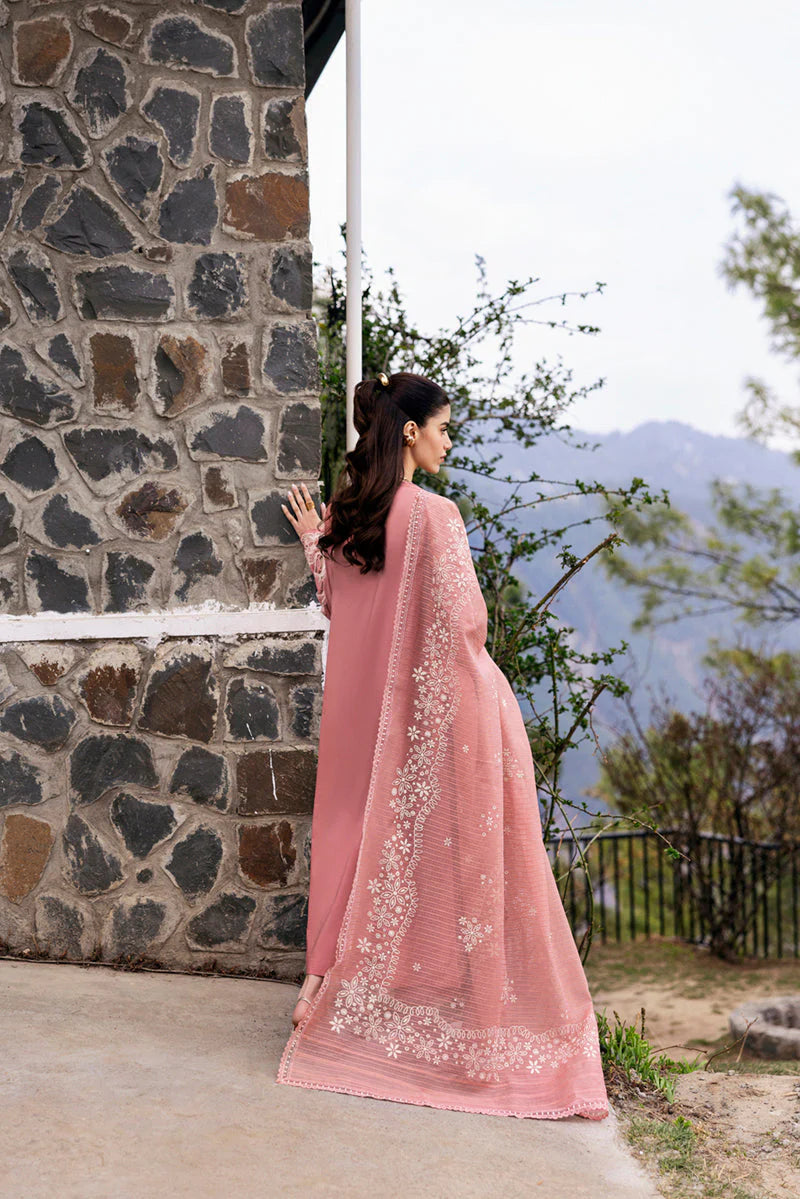 BrandsInn-3PC DHANAK EMBROIDERED SHIRT WITH COTTON NET EMBROIDERED AND EMB TROUSER-BI-4146