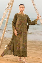 BrandsInn-3PC LAWN EMBROIDERED SHIRT WITH KHADDI NET EMBROIDERED DUPATTA & TROUSER-BI-4514