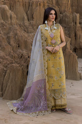 BrandsInn-3PC DHANAK EMBROIDERED SHIRT WITH KHAADI NET EMB READY TO WEAR DUPATTA & DHANAK TOUSER-BI-4168