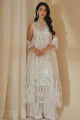 BrandsInn-ORGANZA HAMNDMADE EMBLISHED EMBROIDERED FRONT SHIRT WITH ORGANZA EMBROIDERED READY TO WEAR DUPATTA-BI-436