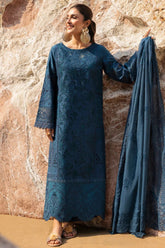 BrandsInn-3PC LAWN LASER WORK EMBROIDERED SHIRT WITH KHAADI NET EMBROIDERED DUPATTA AND TROUSER -BI-4741