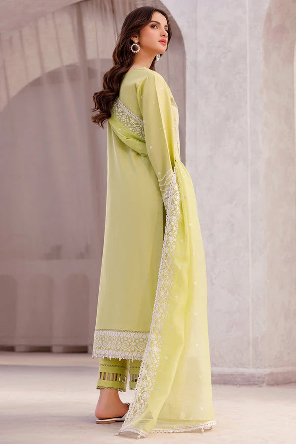 BrandsInn-3PC LAWN EMBROIDERED SHIRT WITH ORGANZA EMBROIDERED DUPATTA AND LAWN TROUSER-BI-298