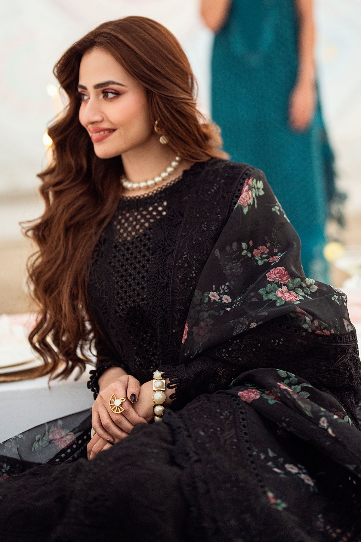 BrandsInn-3PC LAWN CHIKENKARI LASER EMBROIDERED SHIRT WITH ORGANZA EMBROIDERED PRINT DUPATTA-104
