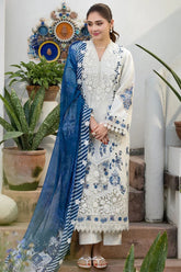 BrandsInn-3PC LAWN HEAVY EMBROIDERED SHIRT WITH SILK PRINTED DUPATTA AND TROUSER-BI-4906