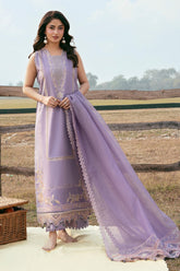 BrandsInn-3PC LAWN EMBROIDERED SHIRT WITH ORGANZA EMBROIDERED DUPATTA AND TROUSER-BI-4842