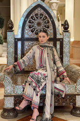 BRANDSINN-3PC KARANDI PRINTED EMBROIDERED SHIRT WITH KARANDI PRINTED EMB SHAWL & PRINTED TROUSER-BI-0122