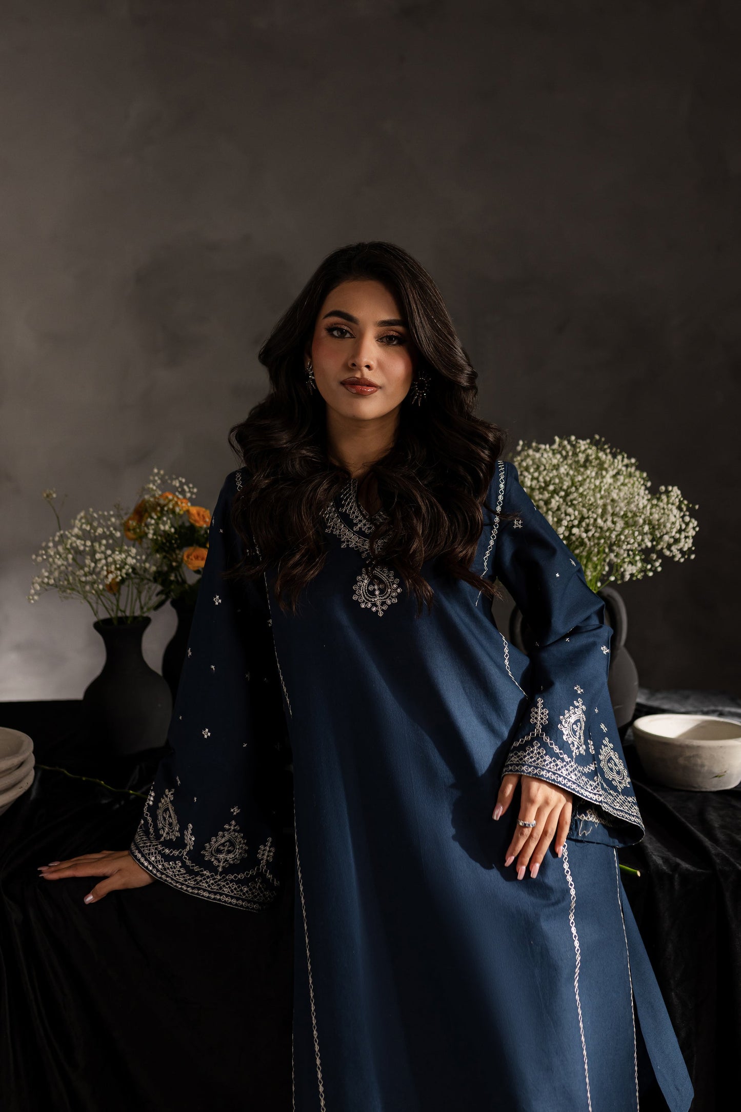 BrandsInn-2PC SEQUENCE LAWN EMBROIDERED SHIRT WITH SEQUIN LAWN EMBROIDERED TROUSER-BI-127
