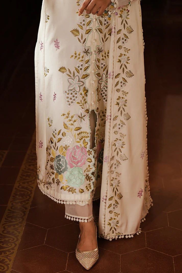 BrandsInn-3PC DHANAK EMBROIDERED SHIRT WITH DHANAK EMBROIDERED SHAWL AND TROUSER-BI-4140