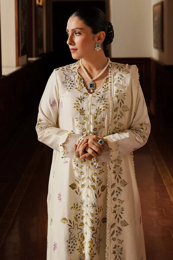 BrandsInn-3PC DHANAK EMBROIDERED SHIRT WITH DHANAK EMBROIDERED SHAWL AND TROUSER-BI-4140