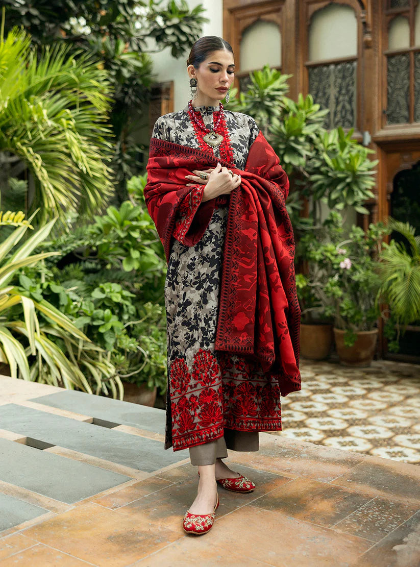 BrandsInn-3PC LAWN EMBROIDERED PRINTED SHIRT WITH LAWN PRINT DUPATTA AND PRINT TROUSER-BI-336