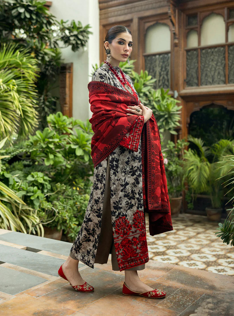 BrandsInn-3PC LAWN EMBROIDERED PRINTED SHIRT WITH LAWN PRINT DUPATTA AND PRINT TROUSER-BI-336