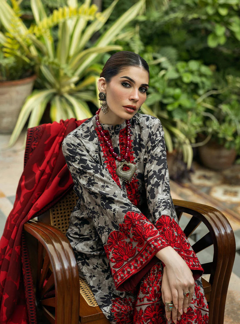 BrandsInn-3PC LAWN EMBROIDERED PRINTED SHIRT WITH LAWN PRINT DUPATTA AND PRINT TROUSER-BI-336