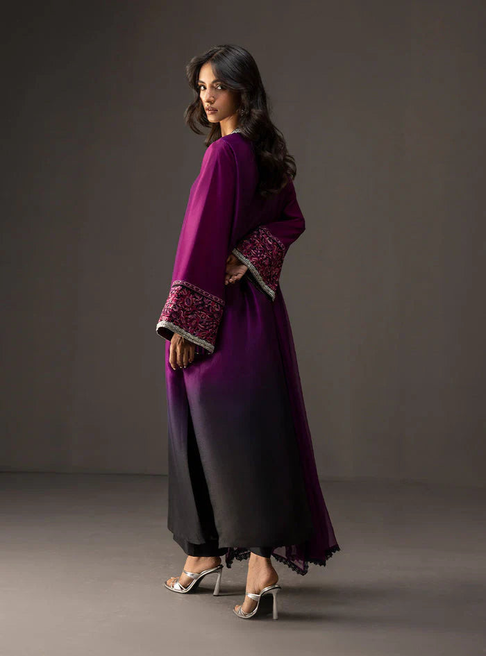 BrandsInn-3PC SHAMOZ SILK PRINT EMBROIDERED SHIRT WITH SOFT SILK PRINT DUPATTA & SILK TROUSER -BI-4164