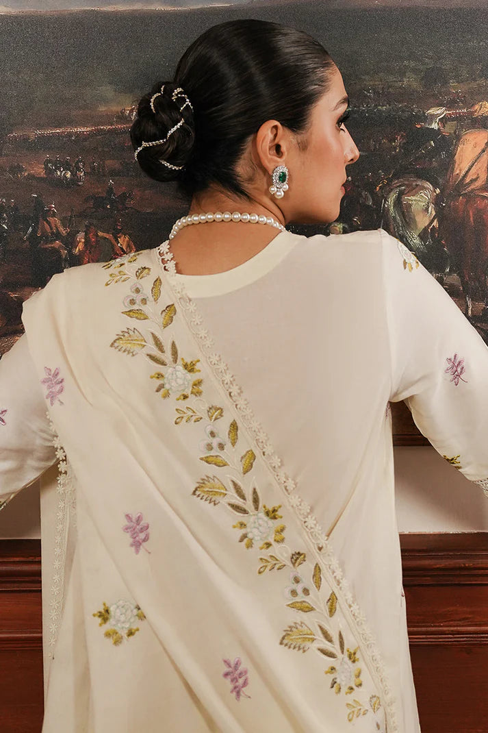 BrandsInn-3PC DHANAK EMBROIDERED SHIRT WITH DHANAK EMBROIDERED SHAWL AND TROUSER-BI-4140