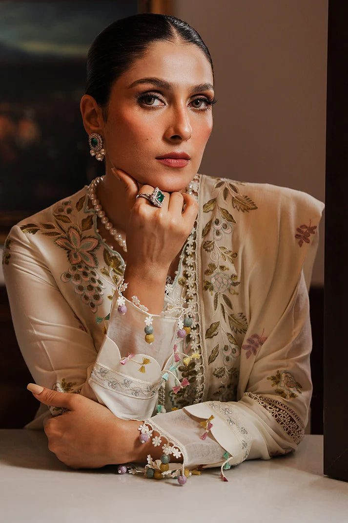BrandsInn-3PC DHANAK EMBROIDERED SHIRT WITH DHANAK EMBROIDERED SHAWL AND TROUSER-BI-4140