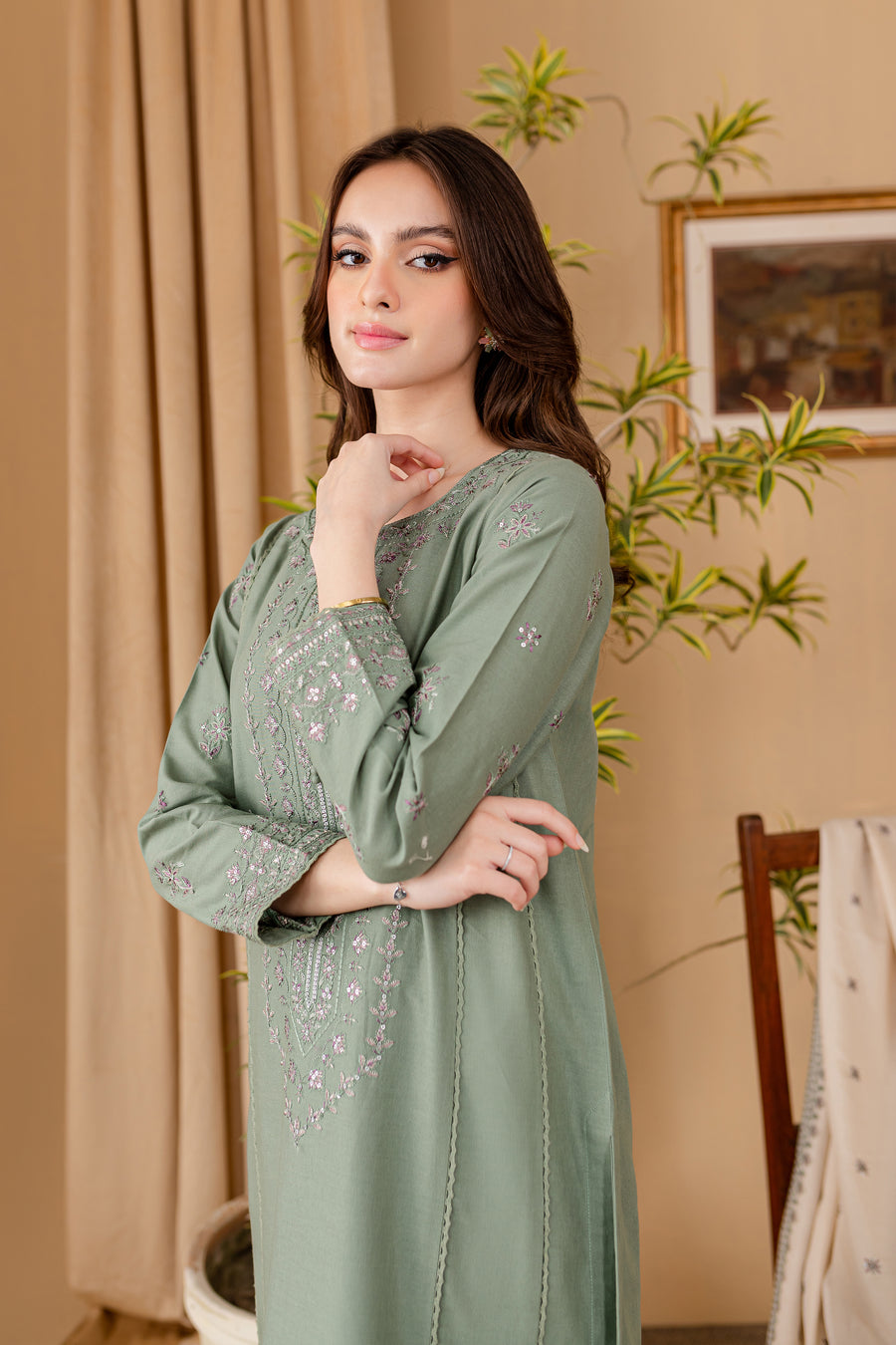 BrandsInn - 3PC LAWN EMBROIDERED SHIRT WITH LAWN EMBROIDERED DUPATTA AND LAWN TROUSER-BI-260