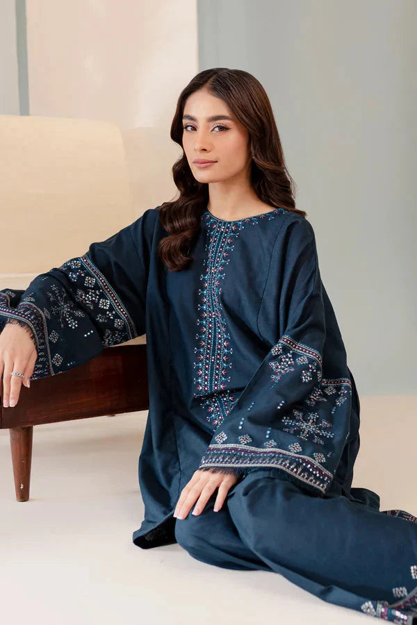BrandsInn-2PC DHANAK EMBROIDRED SHIRT WITH AND TROUSER-BI-4103
