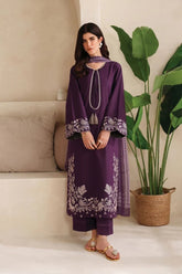 BrandsInn-3PC DHANAK EMBROIDERED SHIRT WITH WOOL PRINTED SHAWL & TROUSER-BI-5101