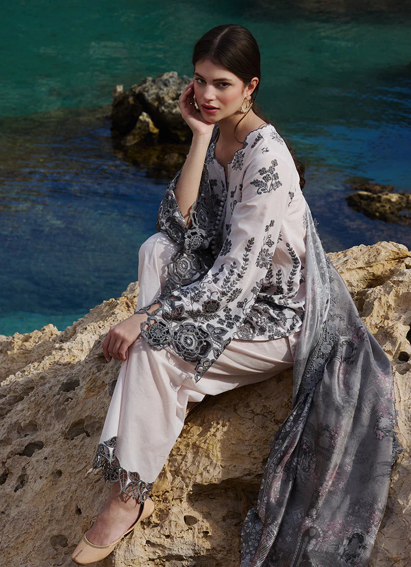 BrandsInn-3PC LAWN EMBROIDERED SHIRT WITH CHIFFON PRINT DUPATTA AND EMB TROUSER-BI-293