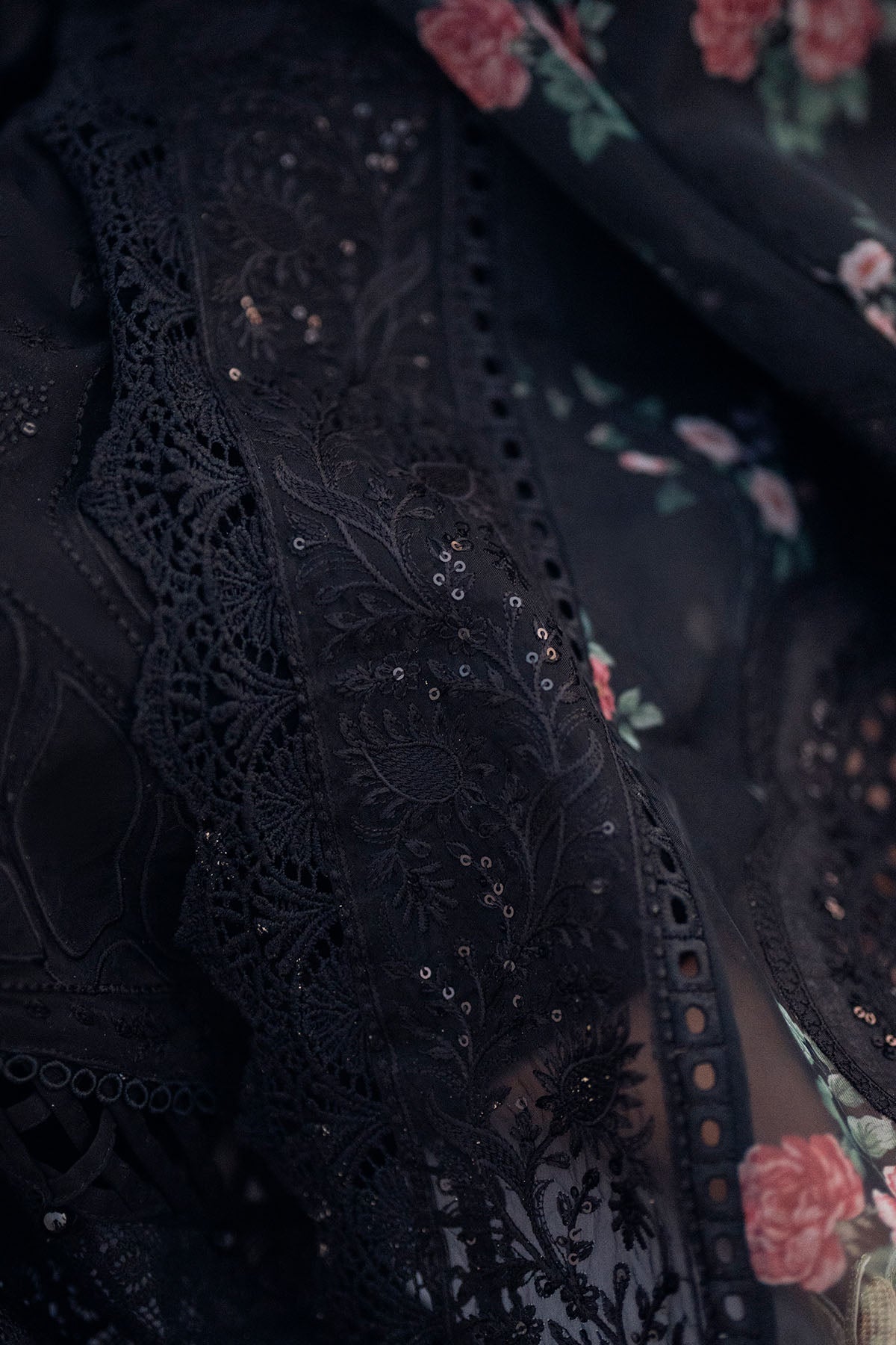 BrandsInn-3PC LAWN CHIKENKARI LASER EMBROIDERED SHIRT WITH ORGANZA EMBROIDERED PRINT DUPATTA-104