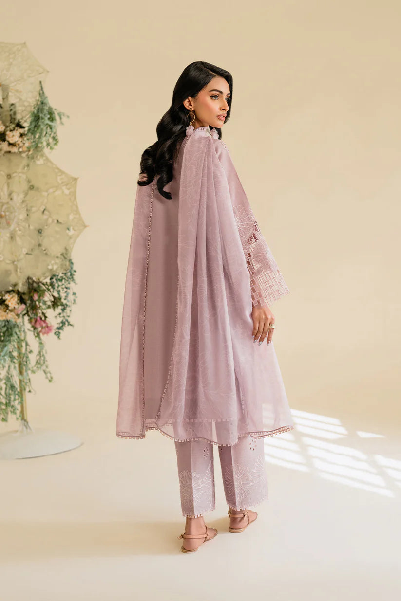 BrandsInn-3PC LAWN EMBROIDERED SHIRT WITH KHAADI NET DUPATTA & TROUSER-BI-377