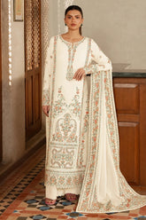 BrandsInn-3PC DHANAK EMBROIDERED SHIRT WITH DHANAK EMB SHAWL AND TROUSER-BI-5208
