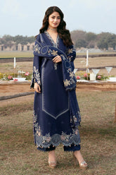IZEL-3PC LAWN EMBROIDERED SHIRT WITH KHADDI NET EMBROIDERED DUPATTA AND TROUSER-BI-4817