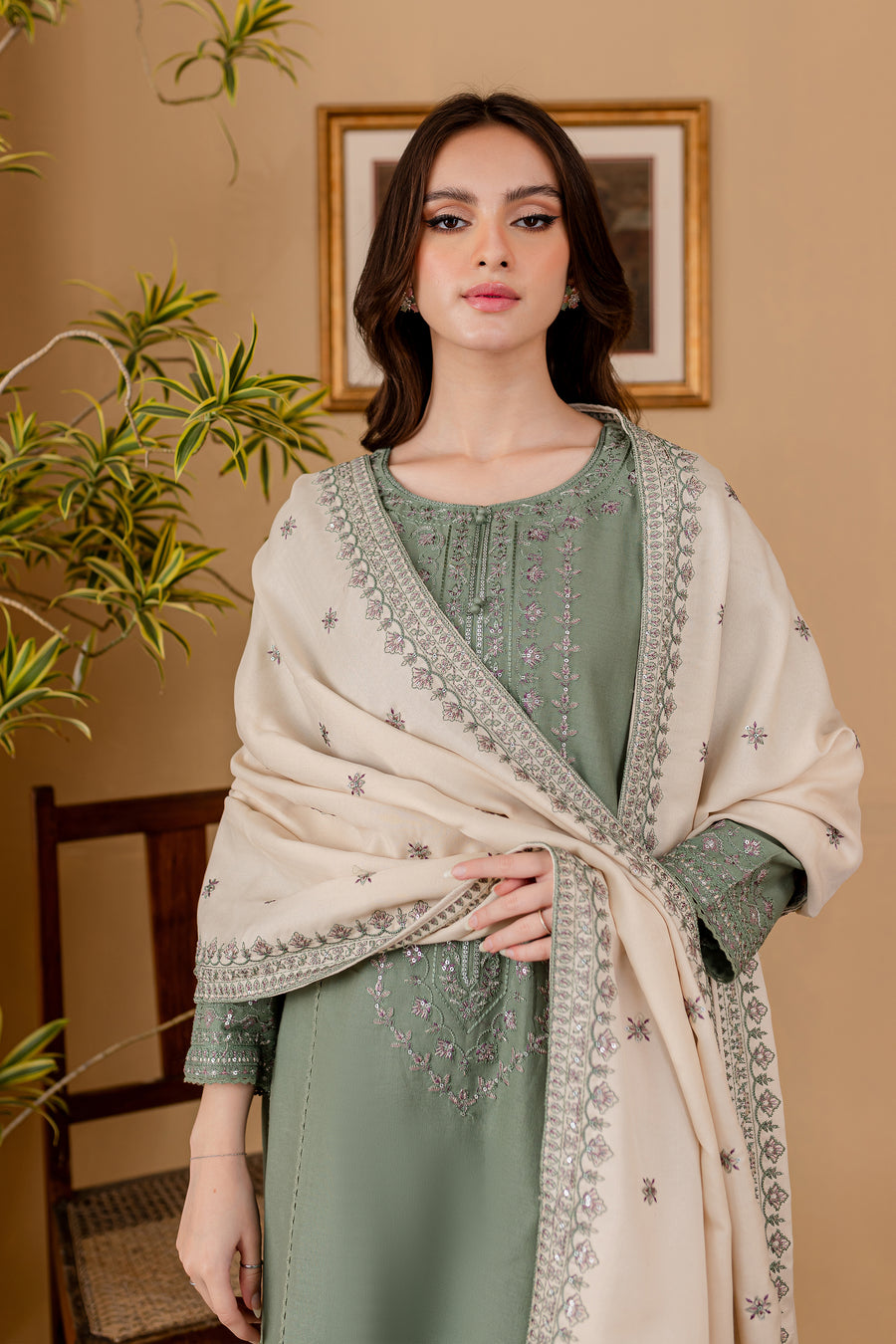 BrandsInn - 3PC LAWN EMBROIDERED SHIRT WITH LAWN EMBROIDERED DUPATTA AND LAWN TROUSER-BI-260