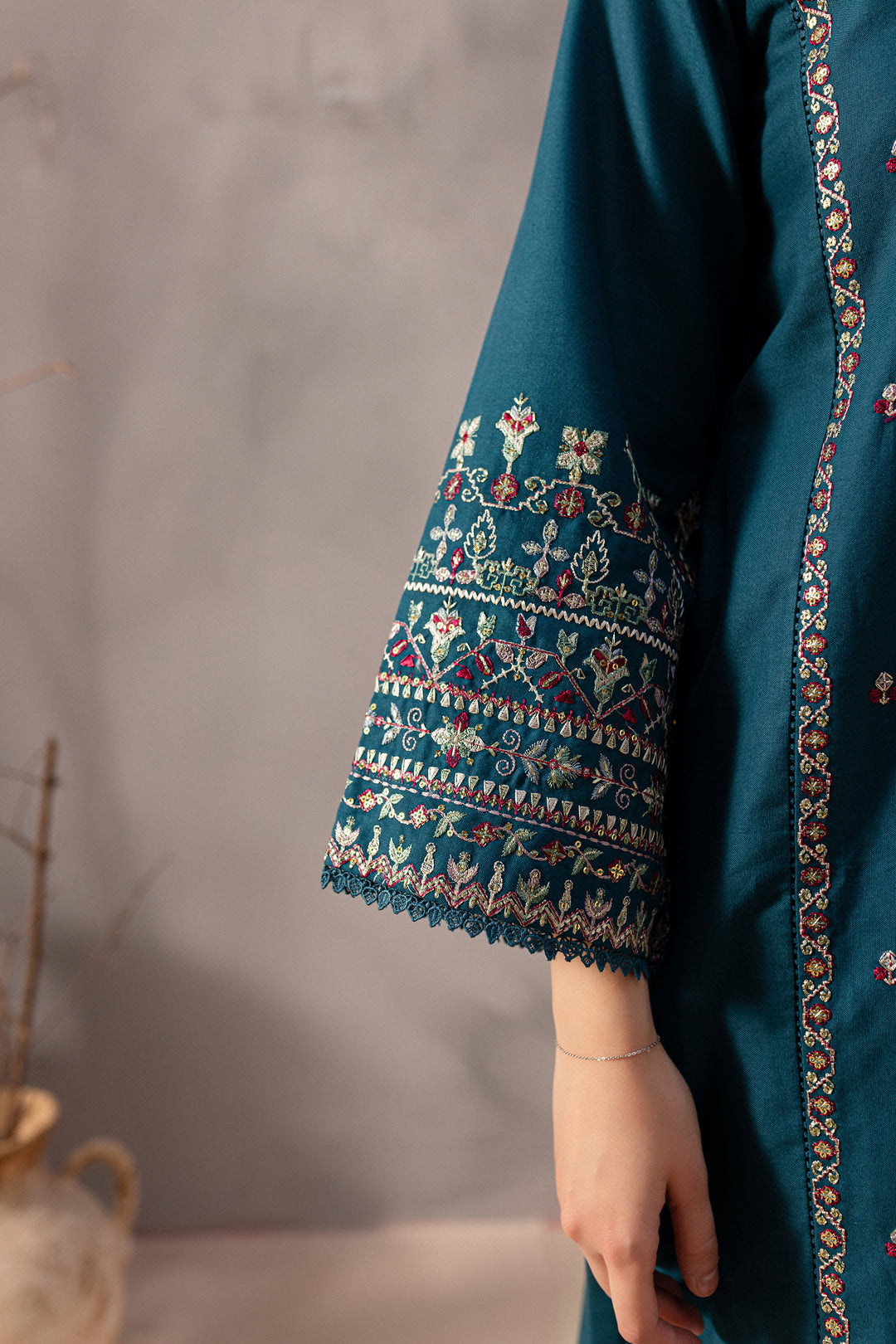 BrandsInn-2PC SEQUIN LAWN EMBROIDERED SHIRT WITH SEQUIN LAWN EMBROIDERED TROUSER-BI-152