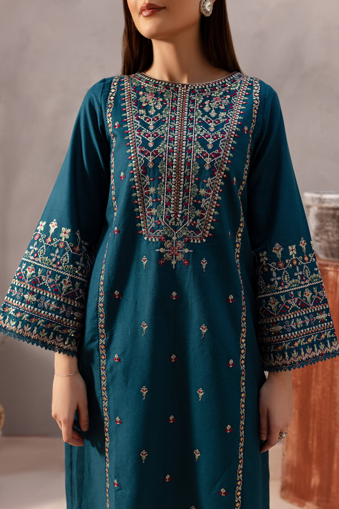 BrandsInn-2PC SEQUIN LAWN EMBROIDERED SHIRT WITH SEQUIN LAWN EMBROIDERED TROUSER-BI-152