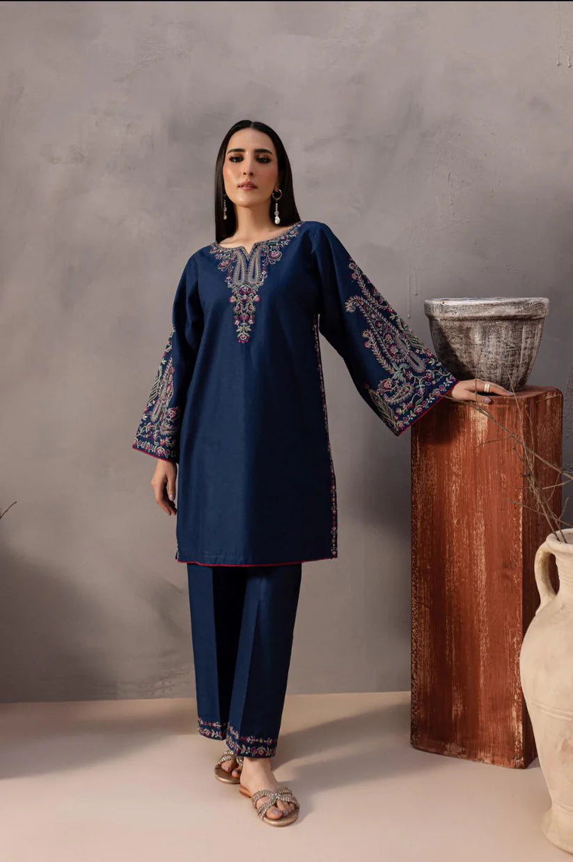 BrandsInn - 2PC LAWN EMBROIDERED SHIRT AND EMBROIDERED TROUSER -BI-423