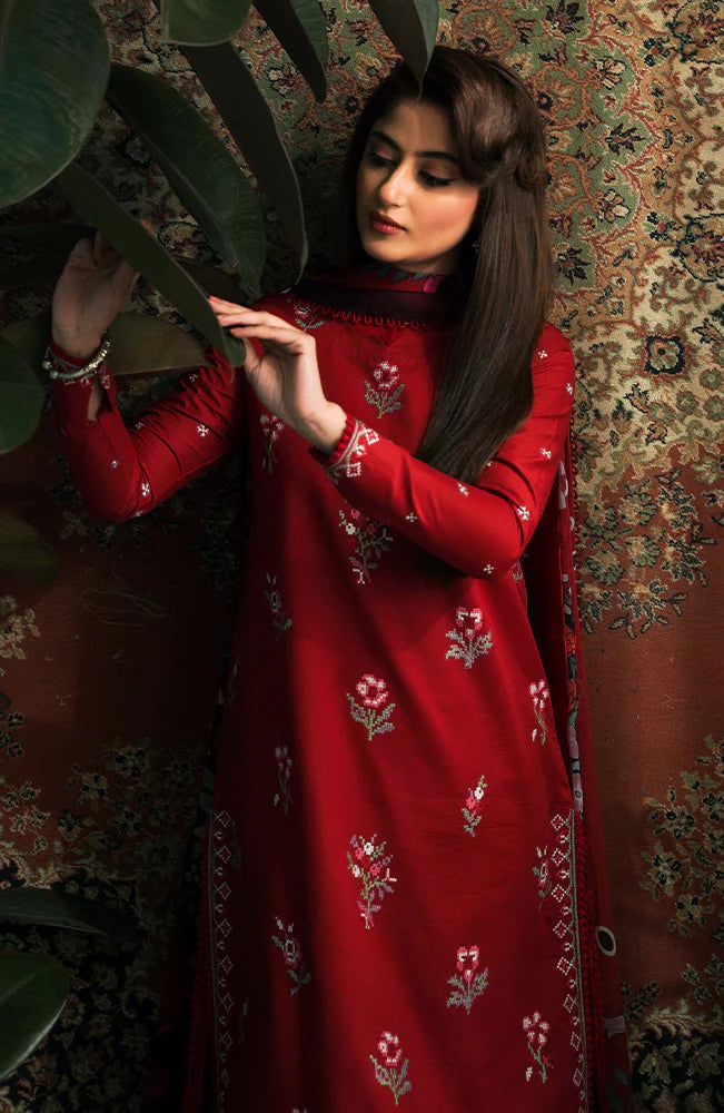 BrandsInn-3PC LAWN EMBROIDERED SHIRT WITH MONARK PRINT DUPATTA & EMB TROUSER-BI-159