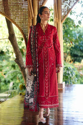 BrandsInn-3PC LAWN EMBROIDERED SHIRT WITH CHIFFON PRINT DUPATTA AND EMB TROUSER-BI-4810