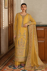 BrandsInn-3PC DHANAK EMBROIDERED SHIRT WITH DHANAK EMB SHAWL AND TROUSER-BI-5209