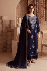 BrandsInn-3PC DHANAK EMBROIDERED SHIRT WITH CHIFFON EMBROIDERED DUPATTA AND EMB TROUSER -BI-4141