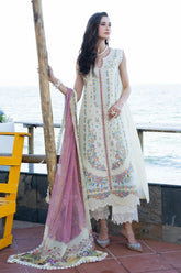 BrandsInn-3PC LAWN HEAVY EMBROIDERED SHIRT WITH CHIFFON PRINTED DUPATTA AND TROUSER-BI-4862