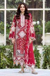 BrandsInn-3PC LAWN HEAVY EMBROIDERED SHIRT WITH KHADDI NET EMBROIDERED DUPATTA & LAWN TOUSER-BI-4724