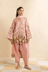 BrandsInn-3PC DHANAK EMBROIDERED SHIRT WITH DHANAK EMBROIDERED SHAWL AND TROUSER-BI-5298
