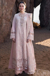 BrandsInn-3PC LAWN LASERCUTWORK EMBROIDERED SHIRT WITH KHAADI NET EMBROIDERED DUPATTA AND TROUSER-BI-4726
