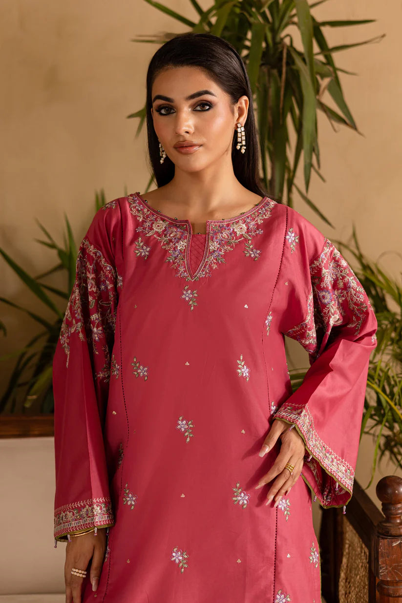 BrandsInn-2PC DHANAK EMBROIDERED SHIRT & EMBROIDERED TROUSER-BI-4180
