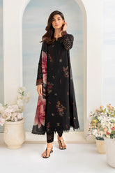 BrandsInn- 3PC DHANAK EMBROIDERED SHIRT WITH COUTURE PRINT SHAWL AND EMB TROUSER-BI-4054