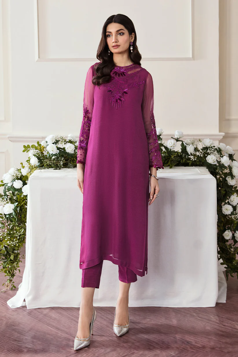 BrandsInn- 3PC ORGANZA EMBROIDERED LAWN SHIRT WITH ORGANZA EMBROIDERED DUPATTA AND TROUSER -BI-432