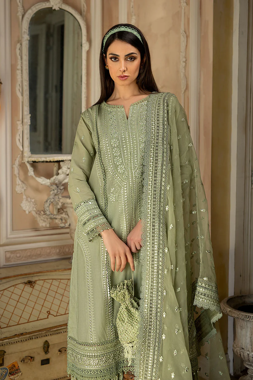 BrandsInn- 3PC LAWN HEAVY EMBROIDERED SHIRT WITH ORGANZA HEAVY EMBROIDERED DUPATTA-BI-435