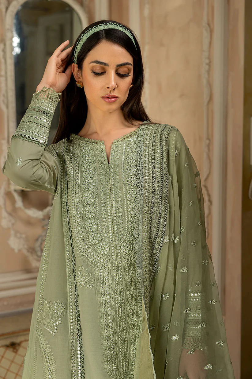 BrandsInn- 3PC LAWN HEAVY EMBROIDERED SHIRT WITH ORGANZA HEAVY EMBROIDERED DUPATTA-BI-435