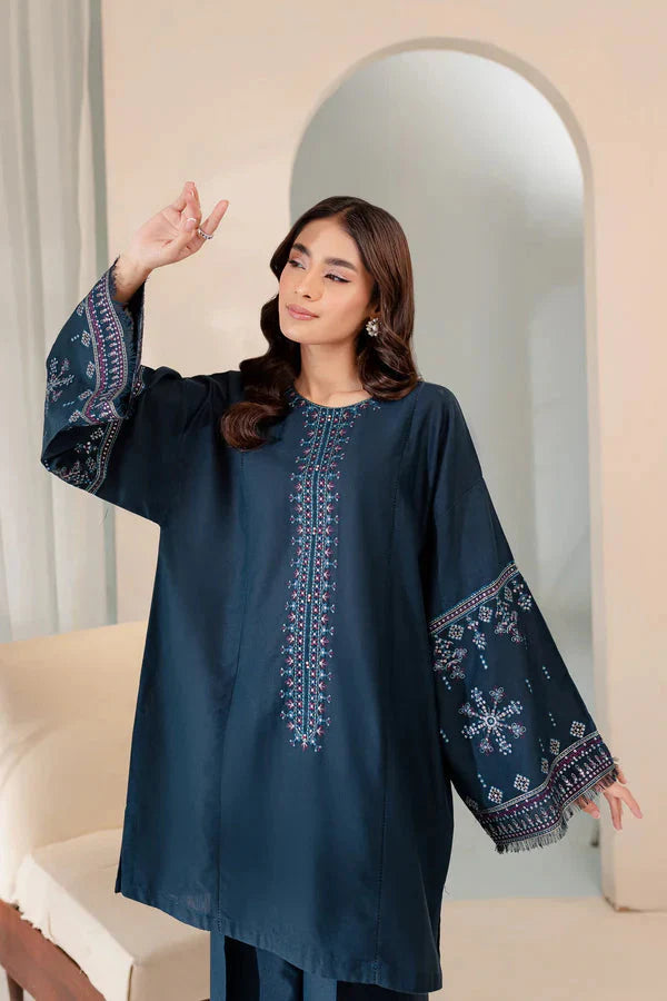 BrandsInn-2PC DHANAK EMBROIDRED SHIRT WITH AND TROUSER-BI-4103