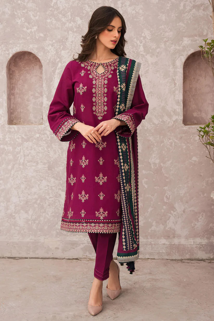 BrandsInn- 3PC LAWN EMBROIDERED SHIRT WITH MONARK PRINT DUAPATTA-BI-194