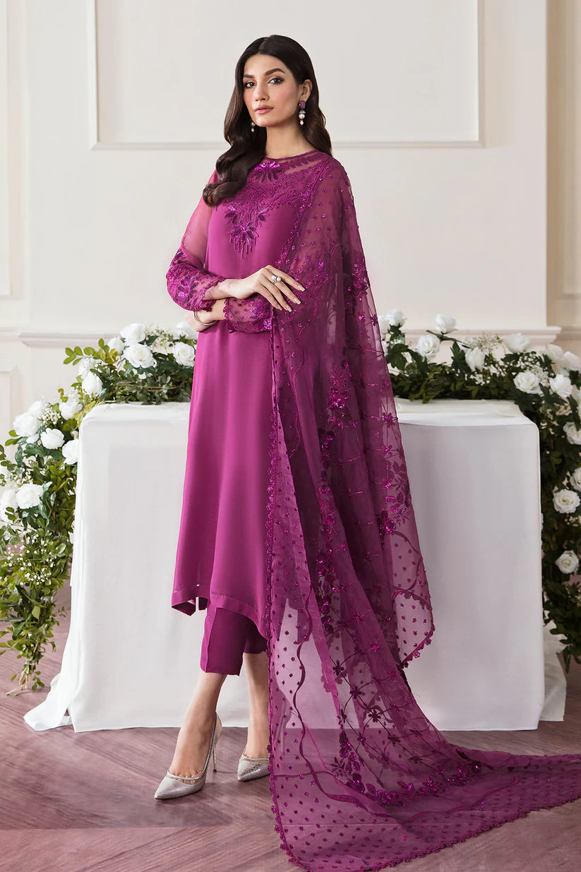 BrandsInn- 3PC ORGANZA EMBROIDERED LAWN SHIRT WITH ORGANZA EMBROIDERED DUPATTA AND TROUSER -BI-432