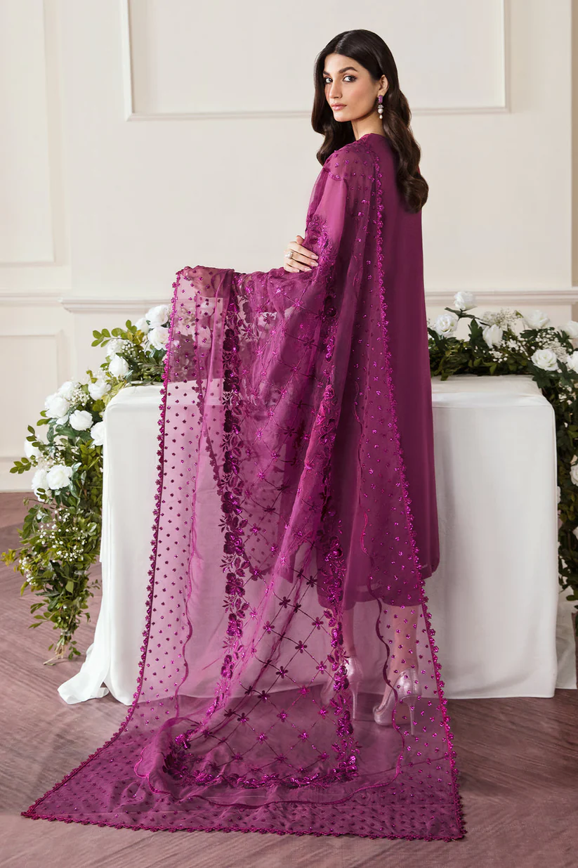 BrandsInn- 3PC ORGANZA EMBROIDERED LAWN SHIRT WITH ORGANZA EMBROIDERED DUPATTA AND TROUSER -BI-432