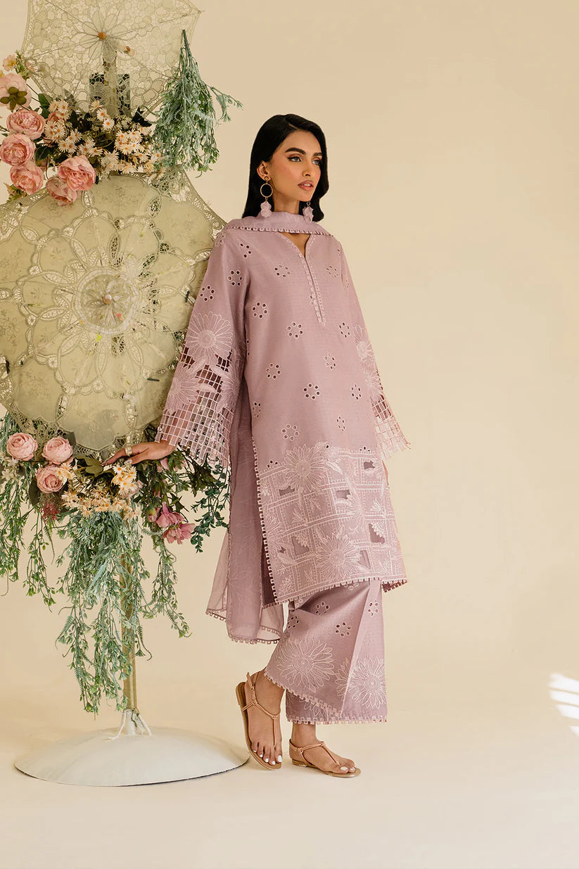 BrandsInn-3PC LAWN EMBROIDERED SHIRT WITH KHAADI NET DUPATTA & TROUSER-BI-377